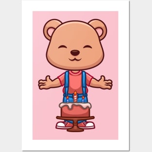 Birthday Bear Cute Cartoon Posters and Art